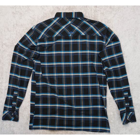 Kuhl Blue Black Plaid Long Sleeve Pearl Snap Button Western Shirt Mens Size L - Picture 2 of 16
